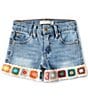 Color:Medium Mash - Image 1 - Little Girls 4-6X Crochet Cuff Shorts