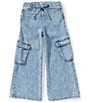 Tractr Little Girls Pull On Cargo Pockets Jeans - Image 1