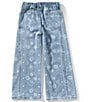 Tractr Little Girls Quilt Bandana Print Denim Pants - Image 2