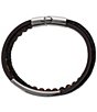 Trafalgar Beaded And Leather 3 Strand Bracelet, Color:Brown - Image 2
