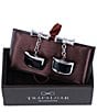Trafalgar Esteban The Black Agate Cuff Links, Color:Silver - Image 2