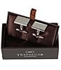 Trafalgar Rooney Rectangle Brass Engravable Cuff Links, Color:Silver - Image 2