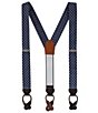 Trafalgar Rowan Geometric Pattern Silk Button End Braces, Color:Navy - Image 1