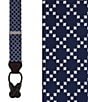 Trafalgar Rowan Geometric Pattern Silk Button End Braces, Color:Navy - Image 2