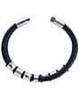 Color:Black Silver - Image 3 - Silver And Leather 2-Band Leather Bracelet