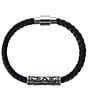 Trafalgar Silver Filigree Pattern On Black Leather Bracelet, Color:Black - Image 2
