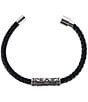 Trafalgar Silver Filigree Pattern On Black Leather Bracelet, Color:Black - Image 3