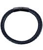 Trafalgar Simple 2 Band Braided Secure Clasp Leather Bracelet, Color:Black - Image 2