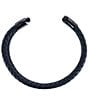 Trafalgar Simple 2 Band Braided Secure Clasp Leather Bracelet, Color:Black - Image 3