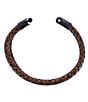 Trafalgar Simple 2 Band Braided Secure Clasp Leather Bracelet, Color:Brown - Image 3