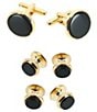 Color:Gold Onyx - Image 1 - Sutton Round Genuine Onyx Cuff Links