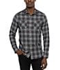 Color:Heather Black/Red - Image 1 - Cloud Flannel Plaid Long Sleeve Woven Shirt