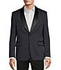 Color:Dark Blue - Image 1 - Modern Fit Herringbone Pattern Suit Jacket