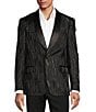 Color:Black - Image 1 - Modern Fit Jacquard Pattern Suit Jacket