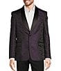 Color:Purple - Image 1 - Modern Fit Jacquard Pattern Suit Jacket