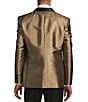 Color:Gold - Image 2 - Modern Fit Metallic Jacquard Pattern Suit Jacket