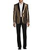 Color:Gold - Image 3 - Modern Fit Metallic Jacquard Pattern Suit Jacket