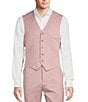 Color:Pink - Image 1 - Modern Fit Stretch Tuxedo Vest