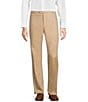 Color:Tan - Image 1 - Modern Fit Flat Front Cotton Suit Pants