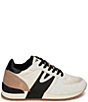 Color:White/Taupe/Black - Image 2 - Loyola Suede And Fabric Lace-Up Sneakers
