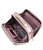 Color:Rose Gold - Image 3 - Savoir Collection Quilted with Floral Strap Travel Beauty Case