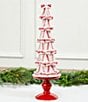 Trimsetter Santa Claus Lane Collection Glitter Peppermint Ribbon Tree Figurine - Image 3