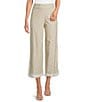Trina Turk Abbey Stretch Linen Flat Front Notch Hem Crop Coordinating Pants, Color:Biarrtiz Beige - Image 1