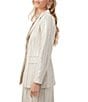 Trina Turk Alternates Saint Maxime Linen Blend Sequin Stripe Notch Lapel Long Sleeve Blazer, Color:Biarritz Beige - Image 3