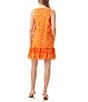 Color:Aperol Orange - Image 2 - Anzu Woven Scoop Neck Sleeveless Embroidered Ruffle Lace Hem Shift Dress