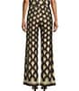 Color:Multi - Image 2 - Asia Jacquard Knit Border Print High Waisted Straight Leg Pocketed Coordinating Pant