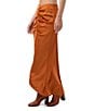 Trina Turk Aspen Satin Ruched Front High-Low Midi Skirt, Color:Amber - Image 3