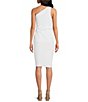 Color:White Wash - Image 2 - Asymmetrical One Shoulder Sleeveless Side Ruching Sheath Dress