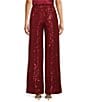 Color:Ruqa Red - Image 2 - Atarashii Stretch Allover Sequin Straight Wide-Leg Coordinating Pants