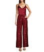 Color:Ruqa Red - Image 3 - Atarashii Stretch Allover Sequin Straight Wide-Leg Coordinating Pants