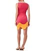 Color:Hibiscus - Image 2 - Attina Crepe Knit Color Block Scallop Hem Boat Neck Sleeveless Sheath Dress