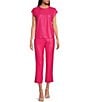 Color:Pink Paradise - Image 3 - Banshee Mid Rise Straight Leg Pocketed Cropped Cuffed Hem Pants
