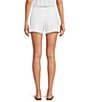 Color:Whitewash - Image 2 - Barbonici 2 Stretch Linen-Blend Flat Front High Waist Shorts