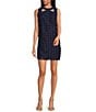 Trina Turk Bev Embroidered Dot Cut-Out Round Neck Sleeveless Sheath Mini Dress, Color:Ink - Image 1