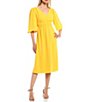 Color:Mimosa - Image 1 - Bonnie V-Neck Flare Sleeve Empire Waist Dress
