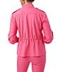 Color:Pink Paradise - Image 2 - Bouyant Twill Roll Tab Sleeve Drawstring Waist Utility Jacket