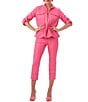 Color:Pink Paradise - Image 3 - Bouyant Twill Roll Tab Sleeve Drawstring Waist Utility Jacket