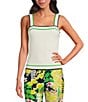 Trina Turk Break Point Stripe Square Neck Sleeveless Cami, Color:Whitewash - Image 1