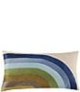 Color:Blue - Image 1 - Calistoga Multi-Colored Stripe Rainbow Embroidered Lumbar Pillow