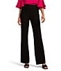Color:Black - Image 1 - Chimayo High Waisted Flat Front Wide Leg Pants