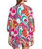 Trina Turk Concourse Abstract Printed Georgette Surplice V-Neck Elbow Dolman Sleeve, Color:Multi - Image 2