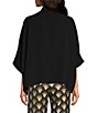 Color:Black - Image 2 - Concourse Surplice V-Neck Short Sleeve Oversized Top