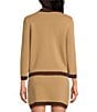 Trina Turk Coordinating Gaia Colorblock Knit Point Collar 3/4 Sleeve Button Front Cardigan, Color:Doe Multi - Image 3