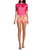 Color:Slushie Multi - Image 3 - Corbin 2 Abstract Floral Print Mid Rise Side Slit Shorts
