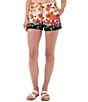 Color:Multi - Image 1 - Corbin 2 Woven High Waisted Floral Print Side Slit Pocketed Shorts