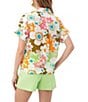 Color:Multi - Image 2 - Coty Cotton Voile Point Collar Short Dolman Sleeve Top